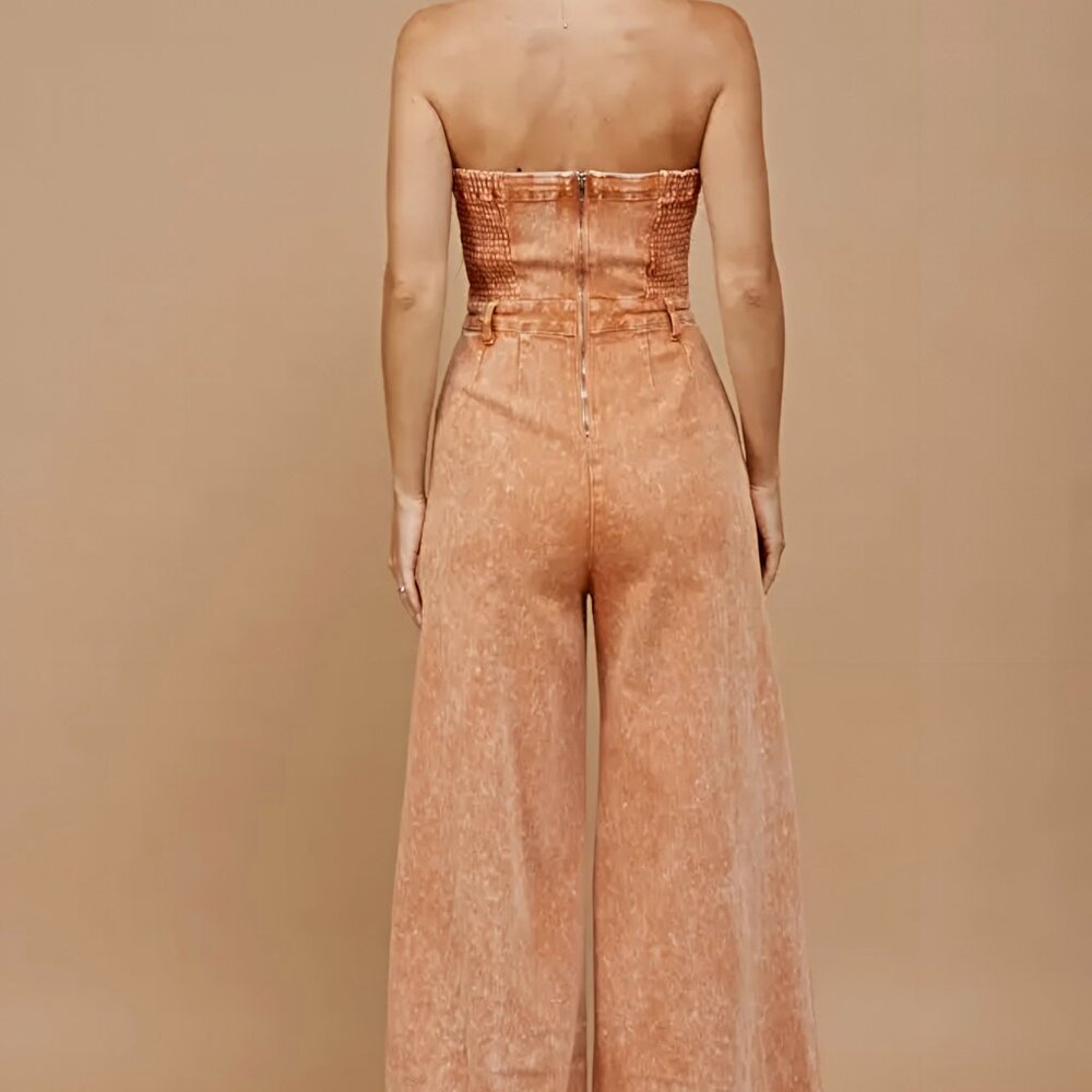 BOHO MINERAL WASH WIDELEG PLAYSUIT - Picture 3 of 4